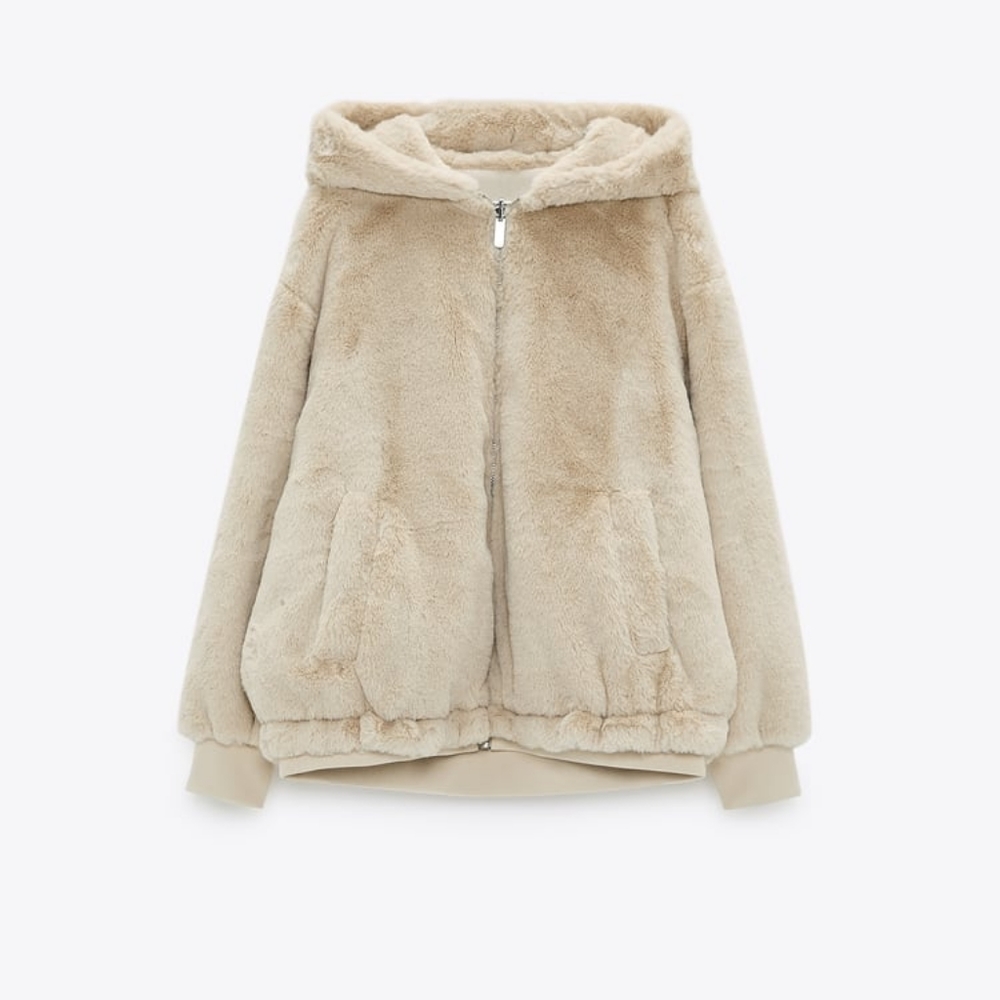 Only worn once Zara reversible faux fur coat